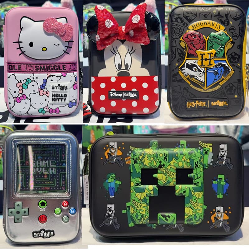 Australian Smiggle Stationery Box for Primary and Secondary School Students, Large-Capacity Pencil Case, Children's Cartoon Pencil Bag, Large Stationery Bag