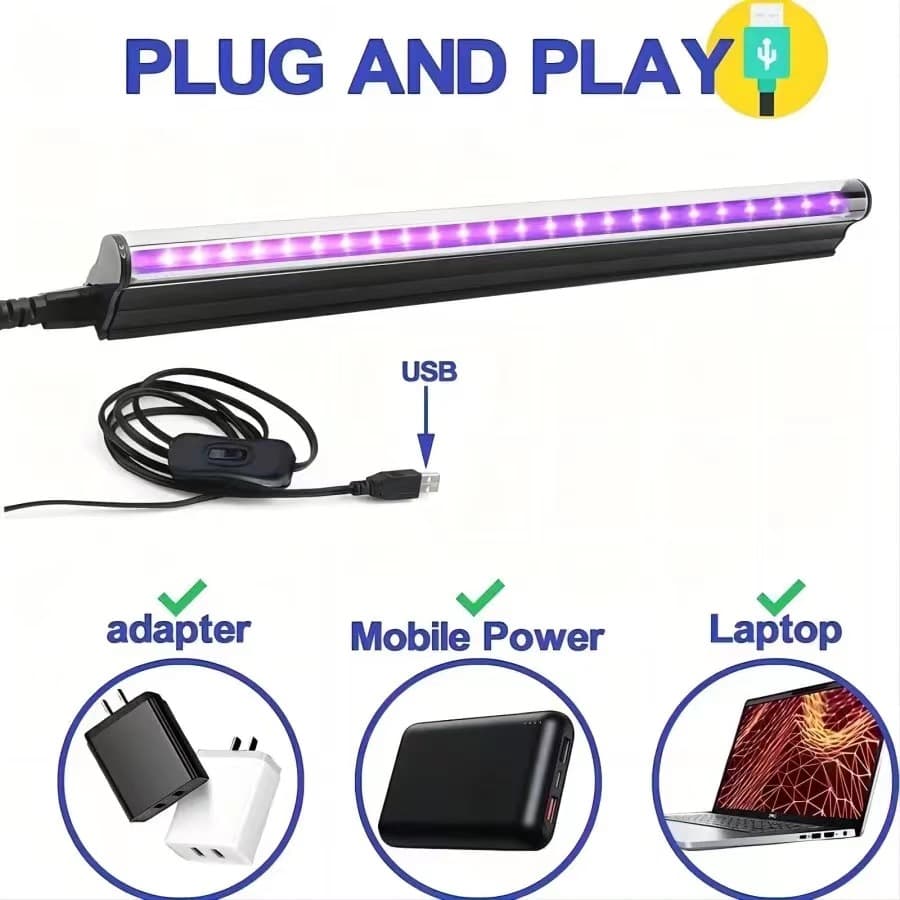LED 5V UV lamp UV365 purple tube for bar/stage T5 blacklight 395 fluorescent agent detection