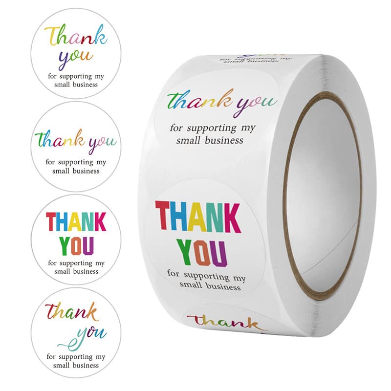 Colorful English letters thank you seal sticker self-adhesive label thankyou round cartoon sticker thank you