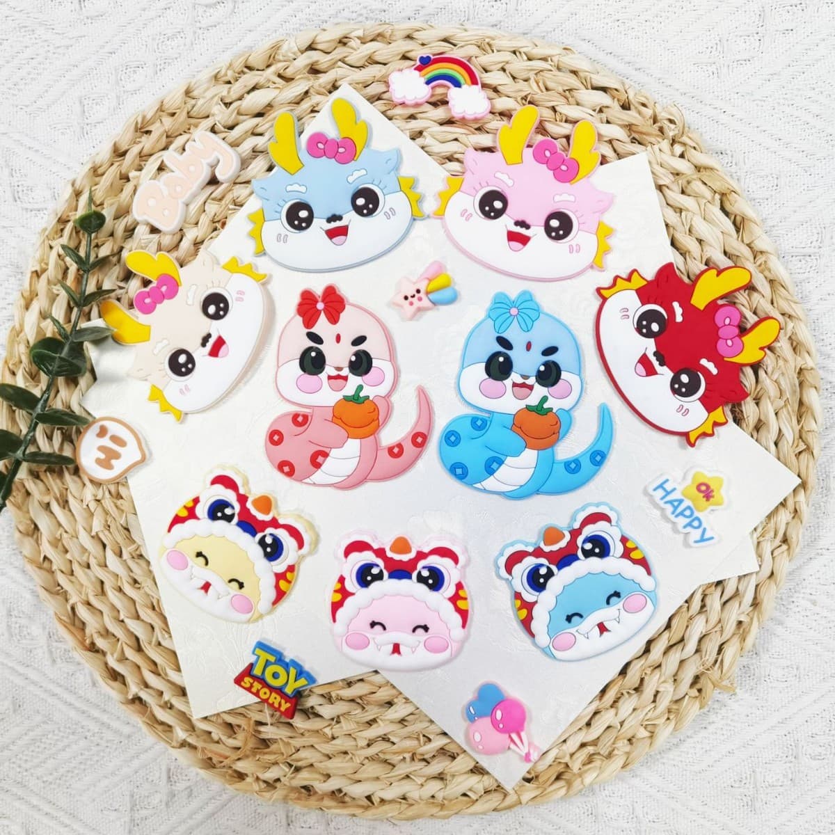 Dragon Year Snake Year Cartoon Soft Gel Phone Case Sticker Patch Accessories DIY Silicone Hair Decor Daily Use Soft Gel Patch Accessories