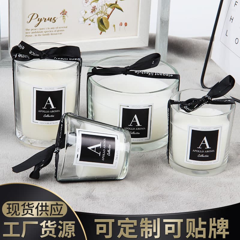 Supply Plant Wax Scented Candle Clear Glass Ribbon Candle Gift Showroom Decorative Glass