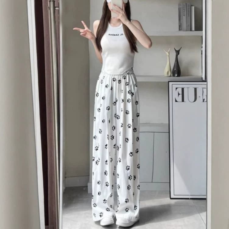Cross-border Thin Polka Dot Pants 2026 Autumn and Winter Casual Pants Lazy Wind Walking Pants Ice Silk Yamamoto Pants Long Pants Women