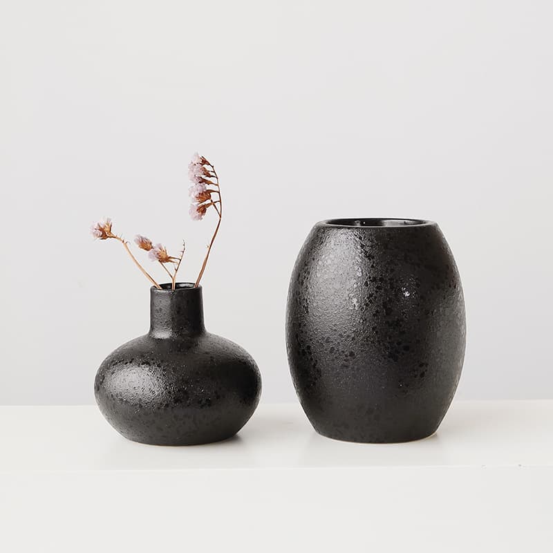 Japanese Vase Vintage Rustic Ceramic Vase Set New Chinese Zen Style Living Room Decoration Dry Flower Vase Wabi-Sabi Style