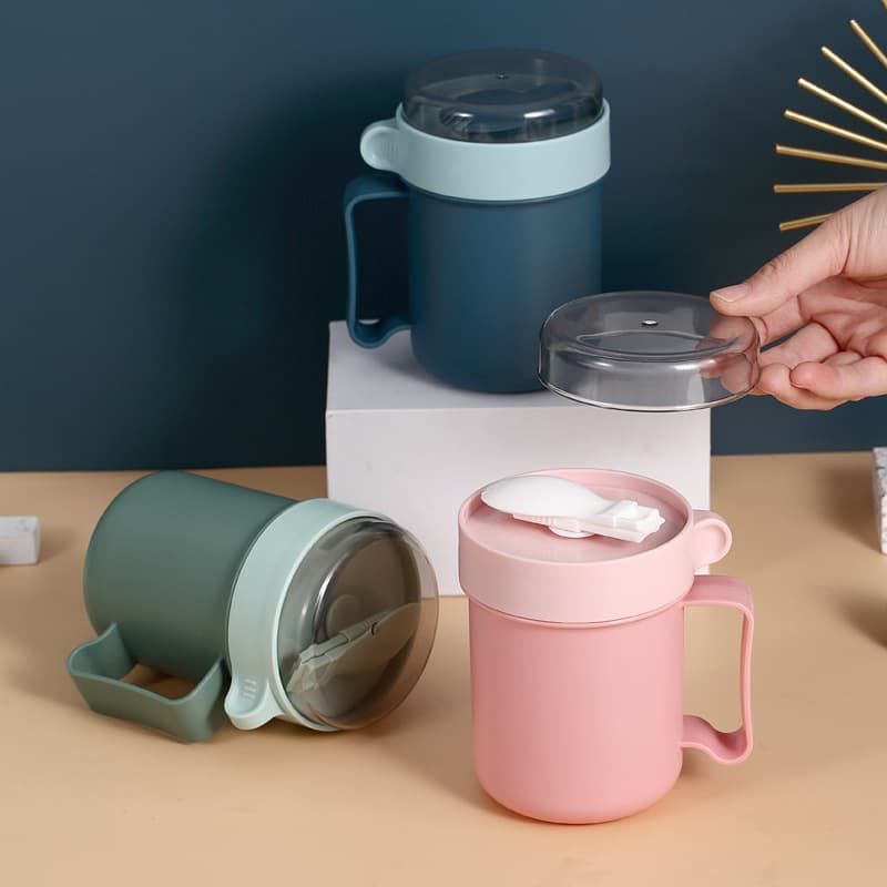 Oatmeal Cup Breakfast Cup with Lid Portable Soup Cup Microwaveable Cereal Cup Picnic Takeaway Cup
