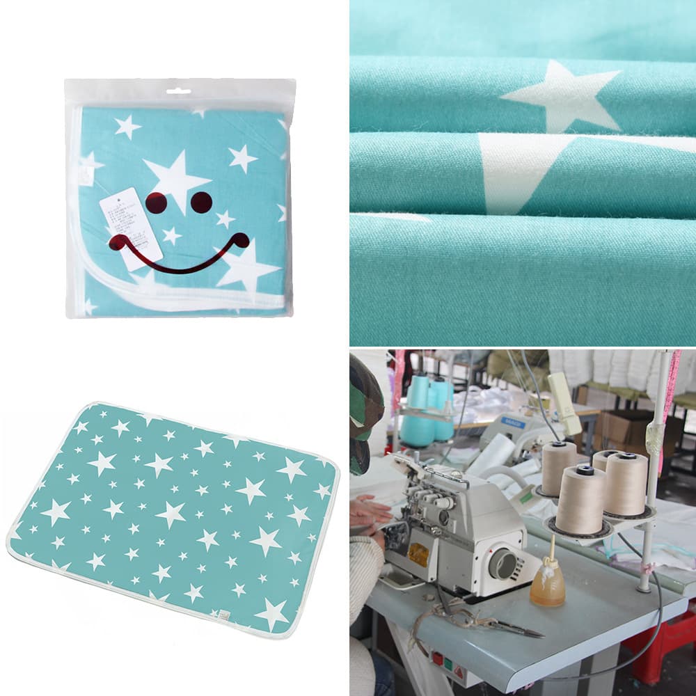 Pummi~ breathable waterproof infant incontinence pads with cotton cartoon designs, multiple sizes, and non-slip features, also for pets.