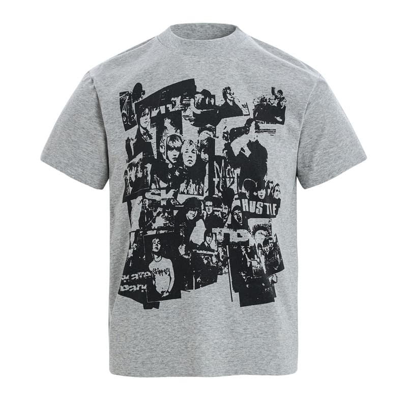 Rock Band Print Heavyweight Sorona Cooling Boxy Short Sleeve T-Shirt for Men and Women, Niche Print Tee