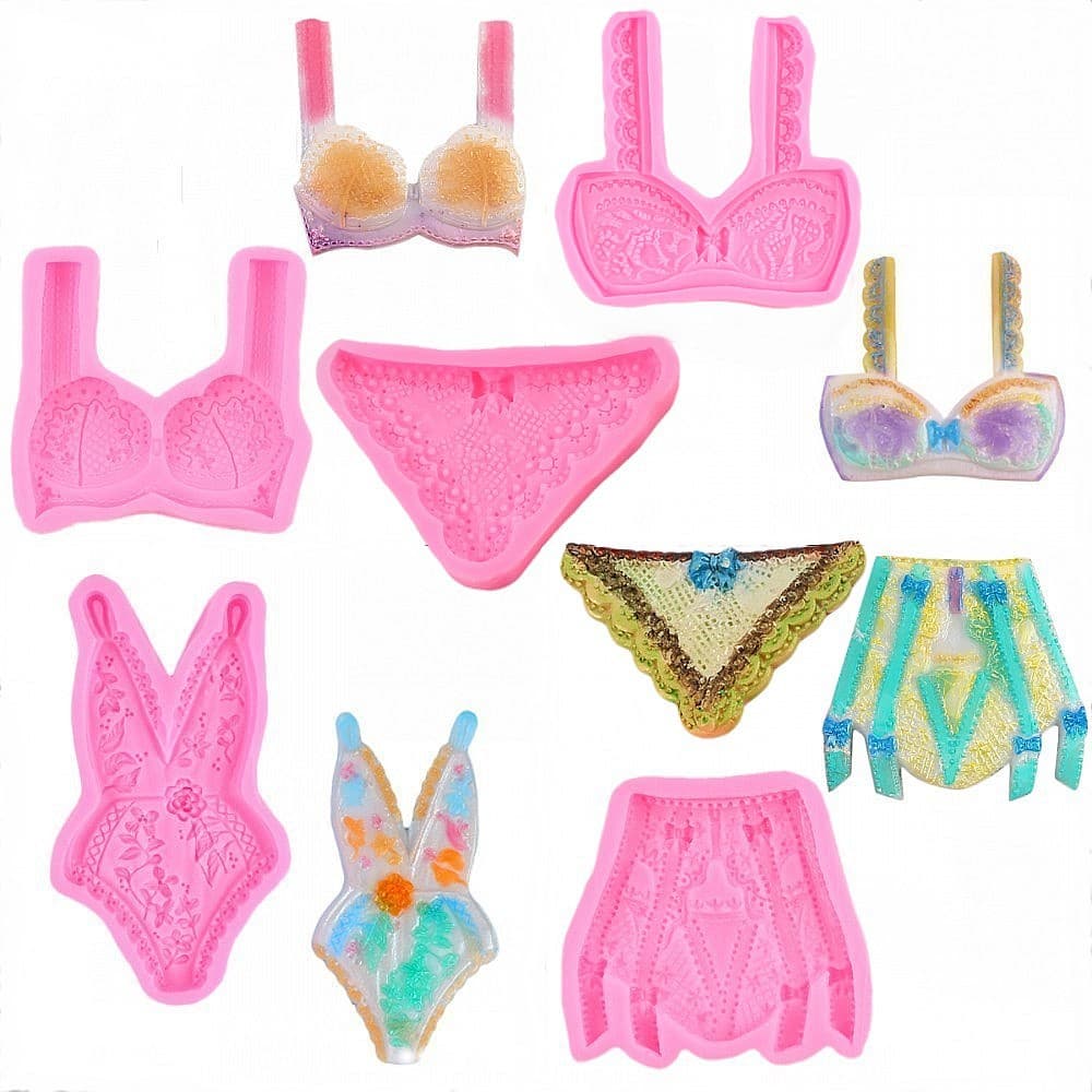 DIY Crystal Drop Glue Bra Sugar Flip Silicone Mold Bra Bikini Plaster Clay Chocolate Decorative Mold