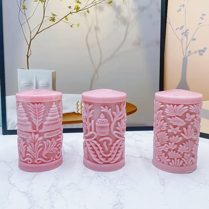 Christmas Cylindrical Scented Candle Silicone Mold DIY Handmade Christmas Gift Aroma Stone Plaster Ornament Decoration Mold