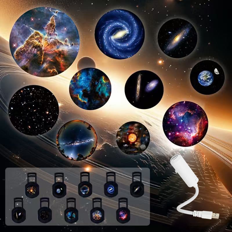 Star Projector Night Light White Body LED Night Light Trending Film Starry Sky Ceiling Projection Lamp Christmas Ambient Light