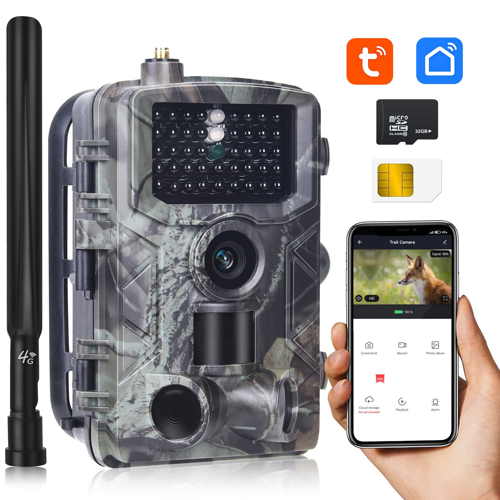 30MP 2K Tuya 4G Outdoor Hunting Camera TUYA808 APP Remote Mobile Control View Photos Anytime
