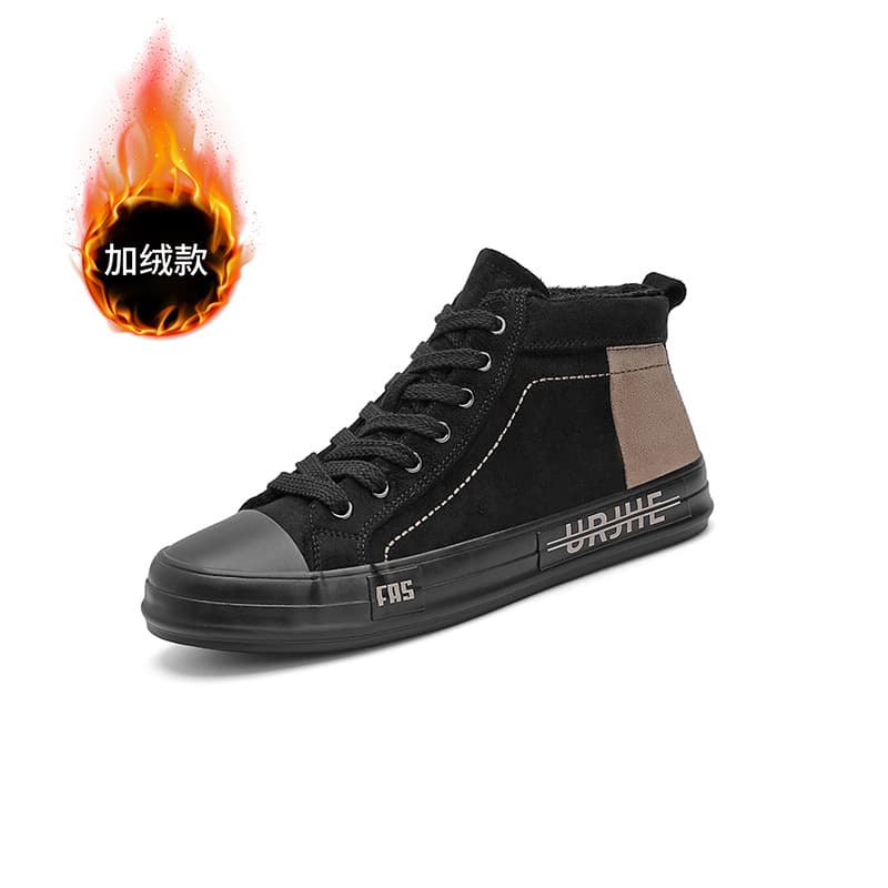 Warm 5905 Fleece-Lined High-Top Fashion Cotton Shoes Lace-Up Men's Shoes Flash Step Winter Comfortable Versatile New Casual Shoes