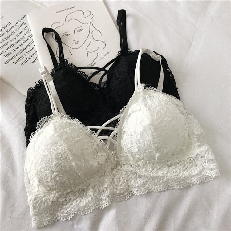 New Sexy Lace Inner Layer Strapless Ice Silk Beautiful Back Wrap Bra with Pads, Fashionable Sexy Strapless Bandeau Underwear for Women