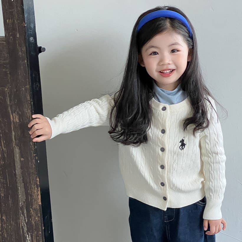 Girls' Knitted Cardigan 2025 New Autumn Korean Style Baby Girl Cable Knit Embroidered Outerwear Children's Long-Sleeved Sweater