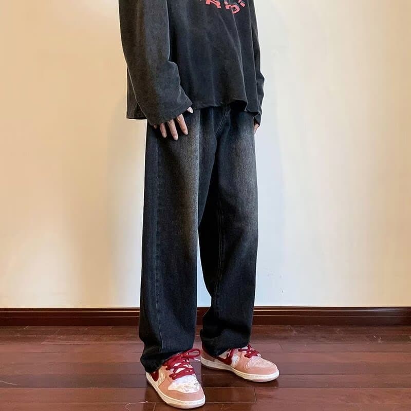 European and American High Street Vibe Pants Men's Niche Design American Retro Jeans Trendy Brand Wide Leg Loose Straight Pants