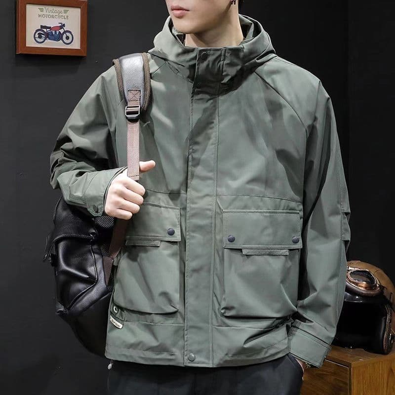 Hooded Loose Jacket, Men's Spring/Autumn Multi-Pocket Large Size Casual Windbreaker, Men's Spring 2025 New