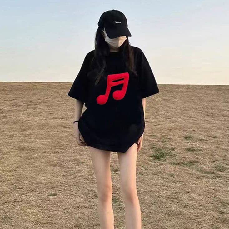 Heavyweight Cotton Embroidered Short Sleeve T-Shirt for Women Summer 2025 New Korean School Style Ins Fashion Oversize Top