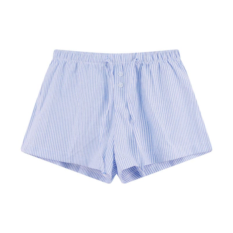 2025 European and American Fashion Basic Striped Women's Casual Shorts Summer Home Loose Trendy Cross-border Export