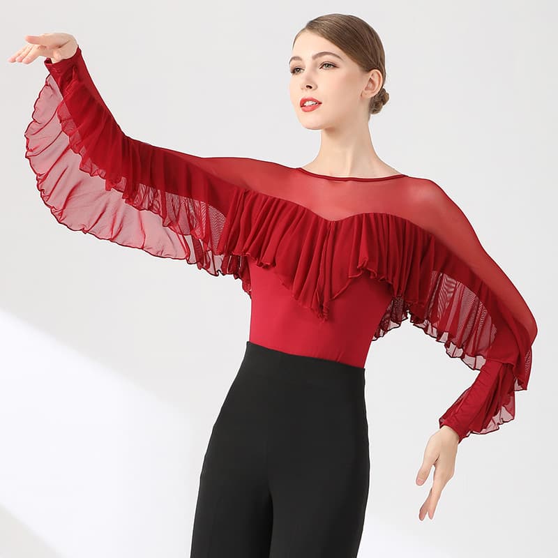 Yilin Feier Latin Dance Dress Modern Dance Wear 2109 One-Piece Top Dancewear International Standard Dance Practice Outfit