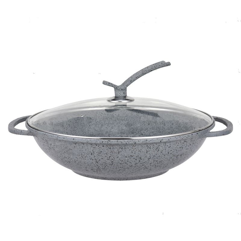 Double-ear non-stick compound bottom granite cast aluminum wok pan hot pot multi-functional pot fire electrical universal wok