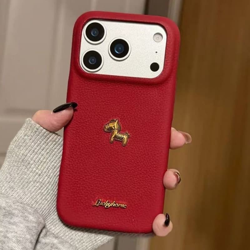 3D Gold English Pony Phone Case Compatible with Apple 17 Pro Max, iPhone 15 Pro/14/16 Year of the Horse