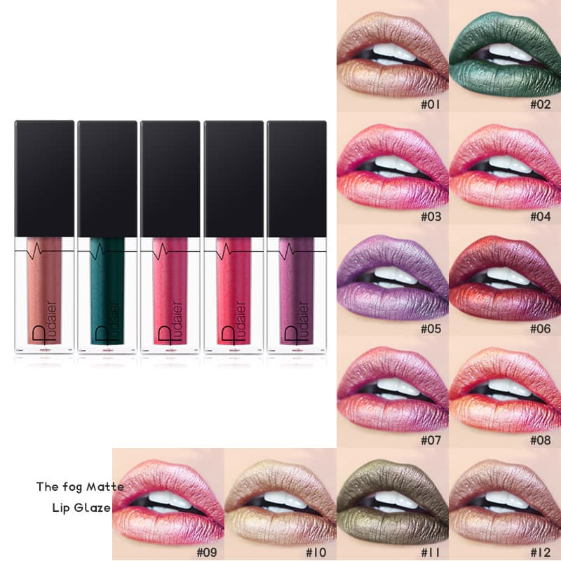 Cross-border Hot Selling Lip Gloss Pudaier Matte Velvet Pearl Liquid Lip Glaze Non-stick Lipstick Cosmetic Lip Gloss