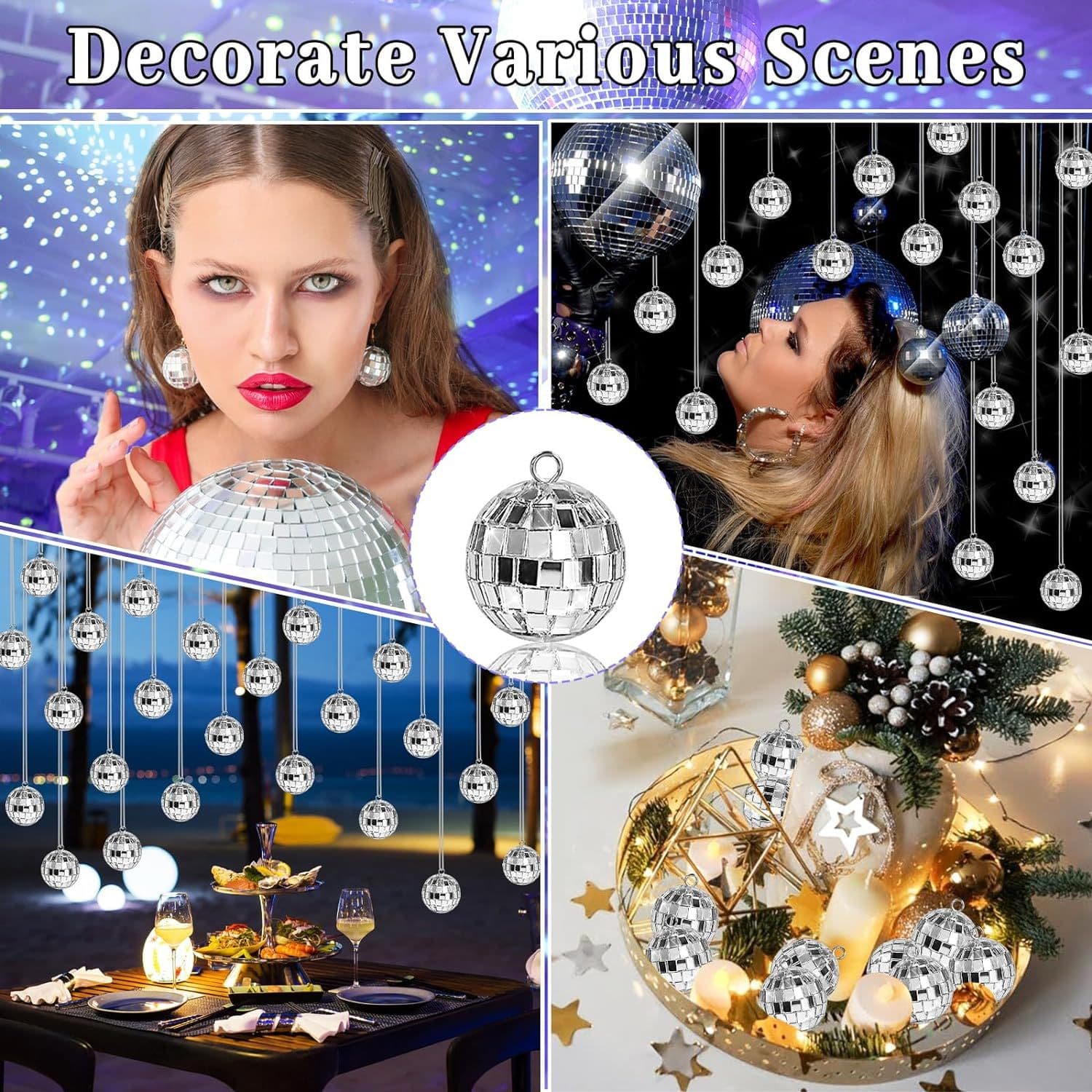 Disco mirror ball hook glass foam hanging ring hanging ball disco Christmas tree decoration ball pendant