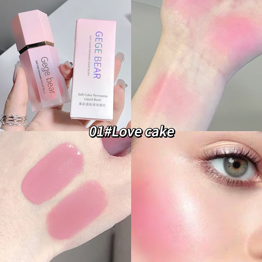Gege Bear Soft Color Liquid Blush Transparent Pink Natural Look Pure Desire Style Matte Contouring