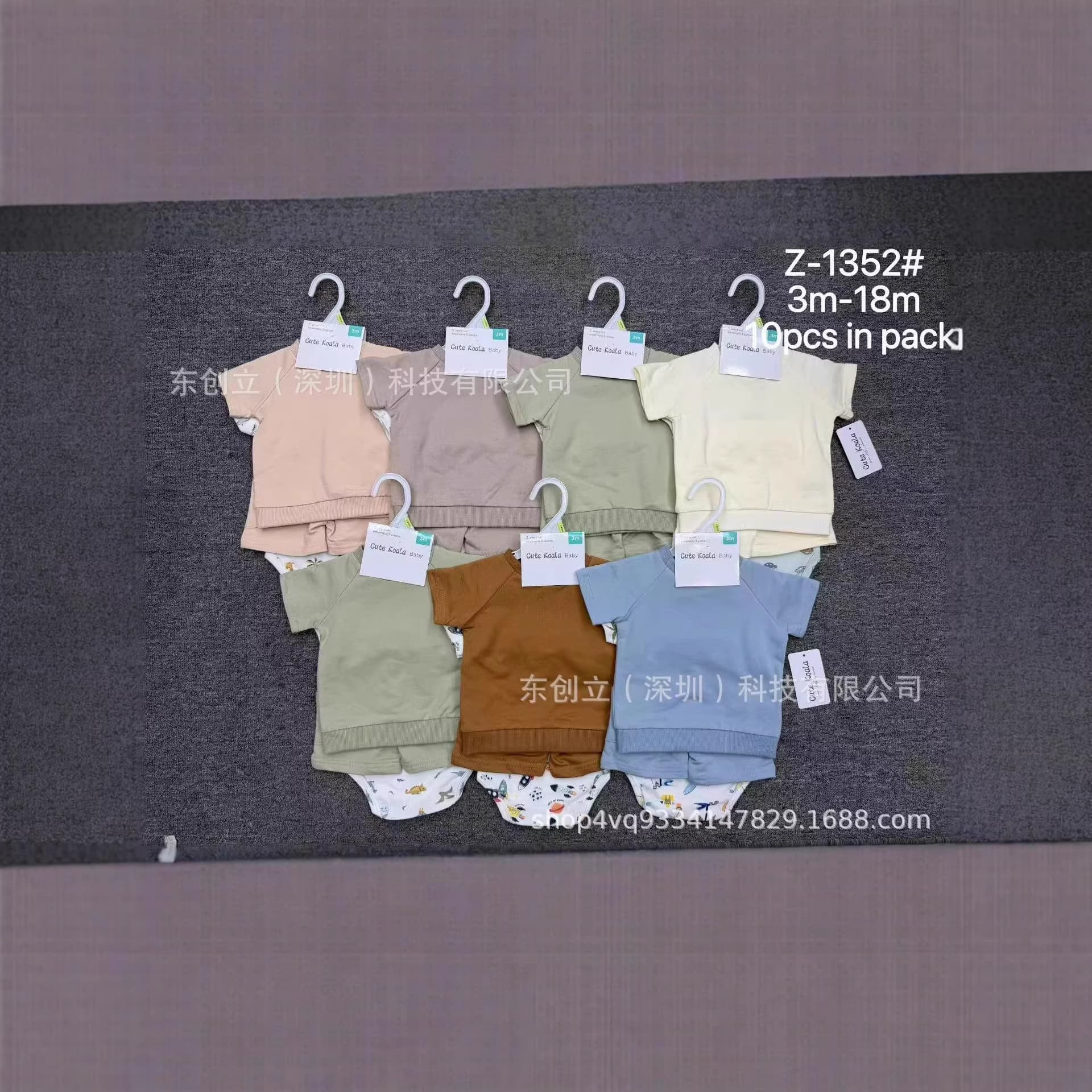 Wholesale Boys' 3-Piece Clothing Set, 3-18 Months Baby Short Sleeve T-Shirt + Shorts + Bodysuit Spring/Autumn Style