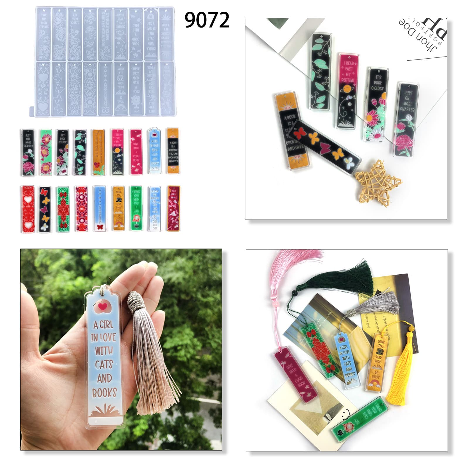 Silicone Bookmark Mold DIY Flower Heart Bookmark Decoration Pendant Resin Page Clip Epoxy Mold