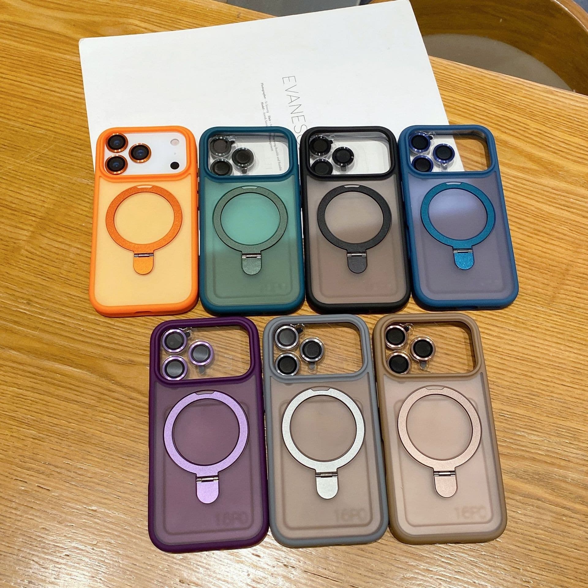 Suitable for Apple 17 Promax matte skin feel bracket magnetic phone case iPhone 17 solid color anti-fall and anti-slip case
