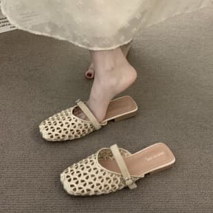 Chuyuji Vacation Style Hollow Breathable Casual Sandals Women Shoes 2026 Summer French Style for Dresses Luo