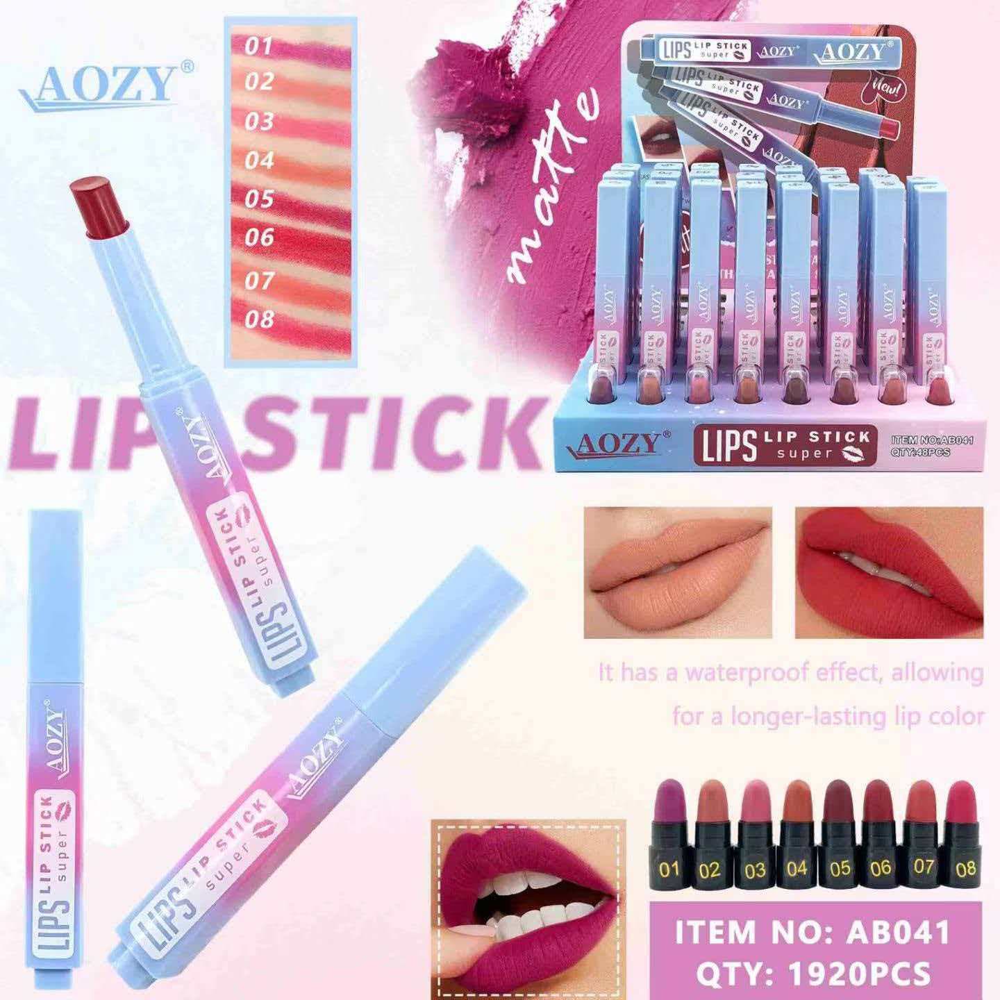AOZY Matte Lipstick lipstick pen 8 colors velvet matte cross-border lipstick long-lasting waterproof lipstick