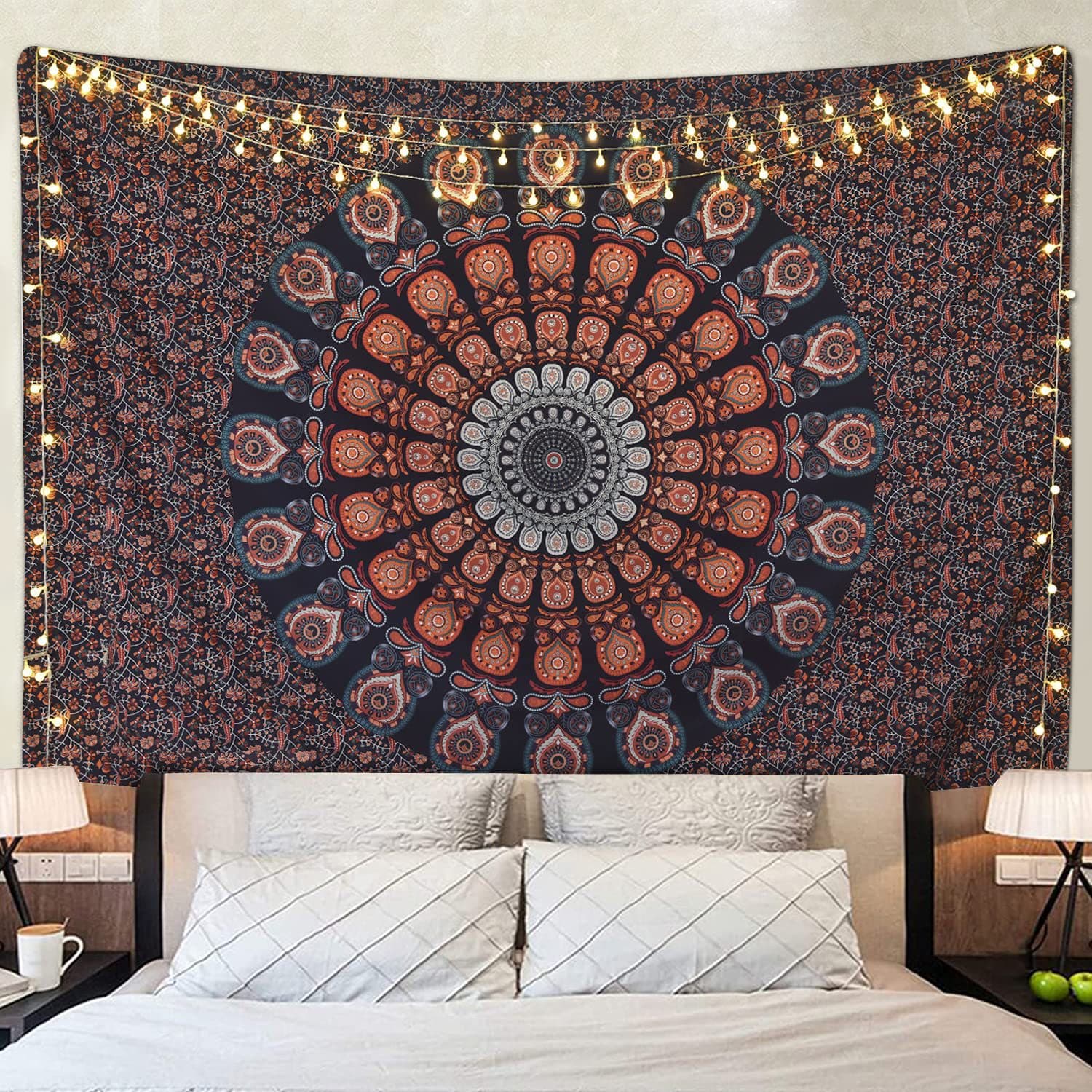 Bohemian Mandala Tapestry Hippie Tapestry Psychedelic Peacock Bohemian Style Tapestry Bedroom Wall Hanging