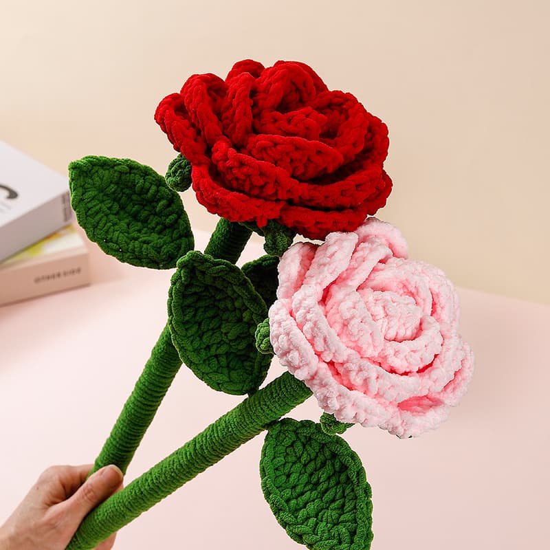 Finished Giant Rose Yarn Crochet Artificial Flower Handmade Valentine's Day Mother's Day Teacher's Day Gift for Best Friend Birthday