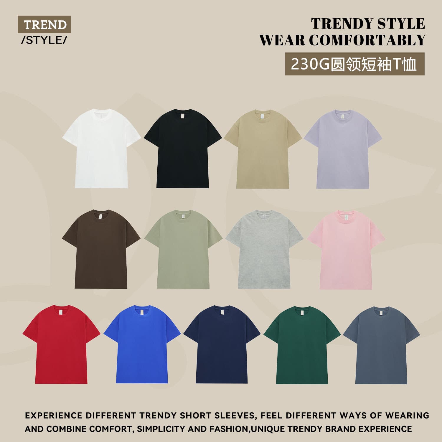 Japanese 230g heavyweight Silo pure cotton solid color short-sleeved T-shirt women's simple versatile loose basic T-shirt wholesale
