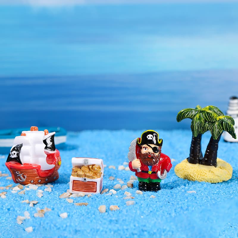 Realistic Pirate Ship Ornaments, Micro Landscape Scene Decorations, Creative Resin Crafts, DIY Accessories