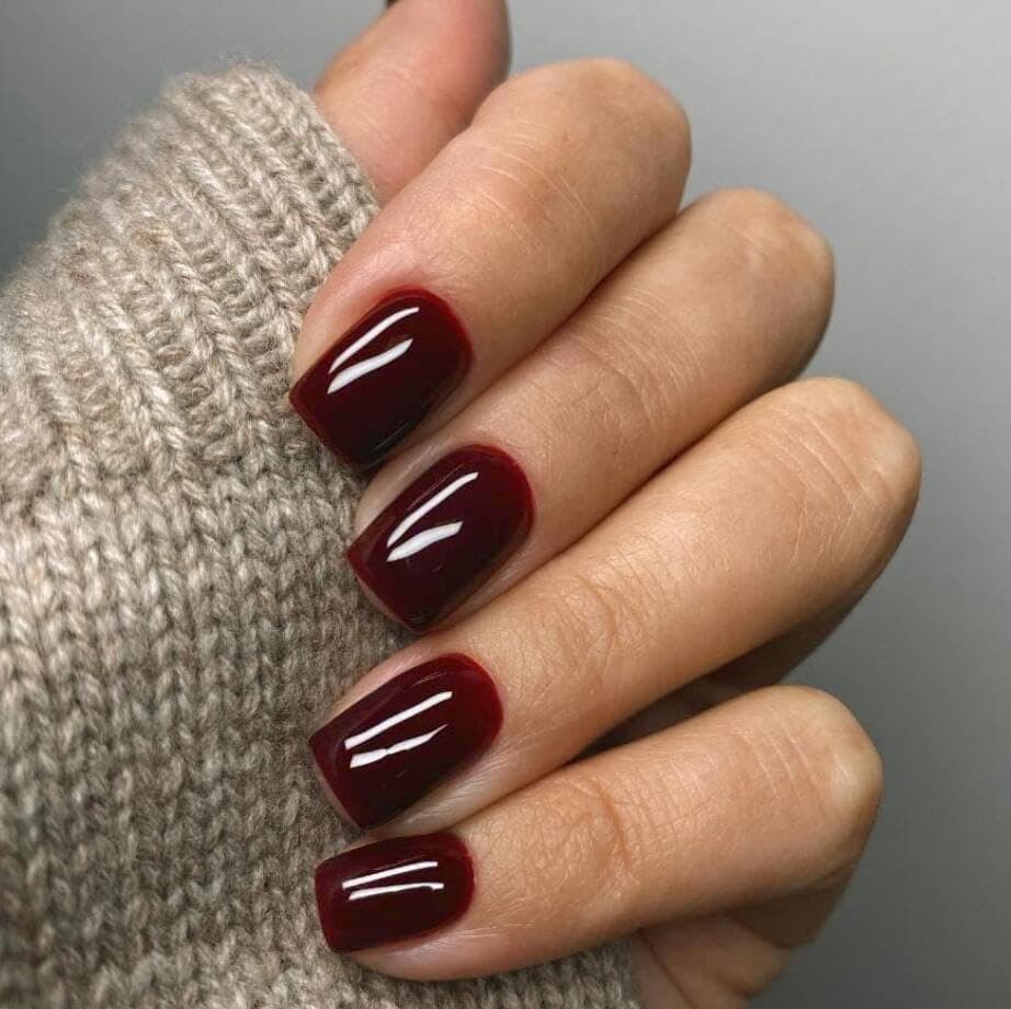 New Year Red Short Pure Color False Nails Wearable Nail Art Waterproof Detachable Nail Tips French Style Square Shape Ladies