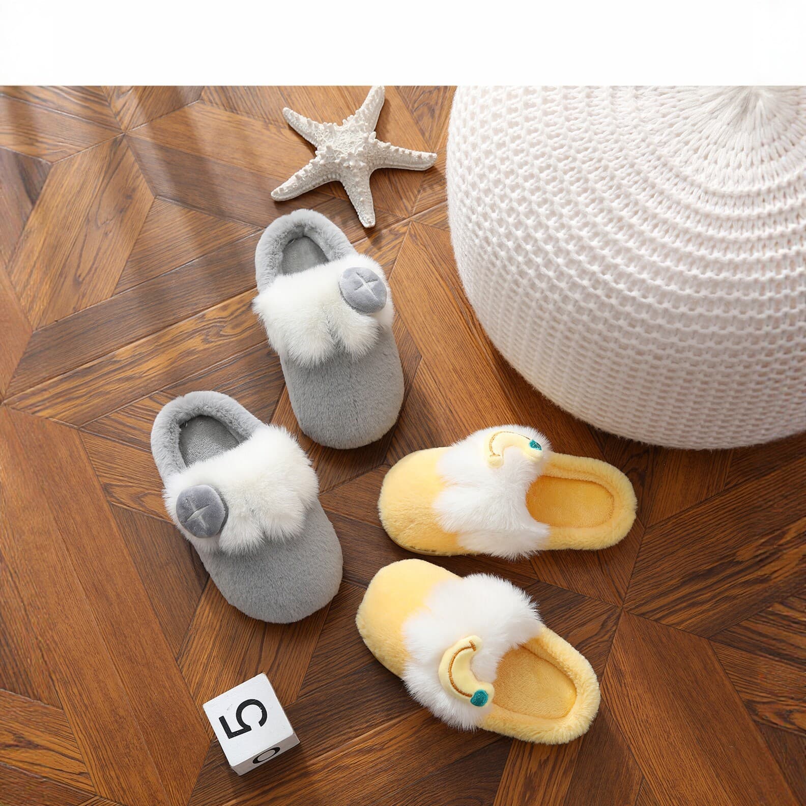 Autumn and winter new Baotou furry slippers for women plus velvet to keep warm home cotton slippers soft sole non-slip outer slippers