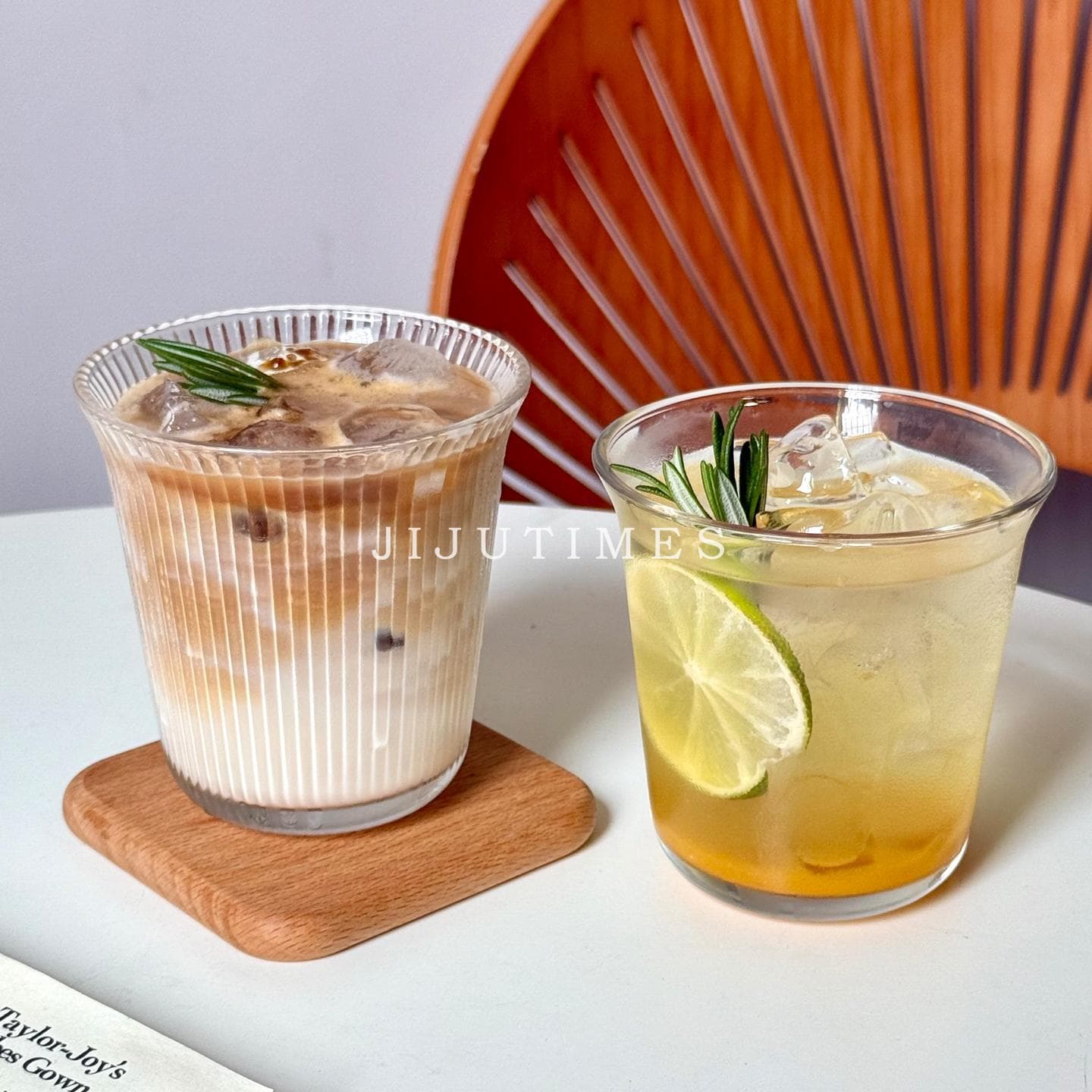 Ins Style High-Looking Iced American Latte Coffee Cup Cold Brew Drink Cup Striped Glass Cup Juice Cup Drinking Cup