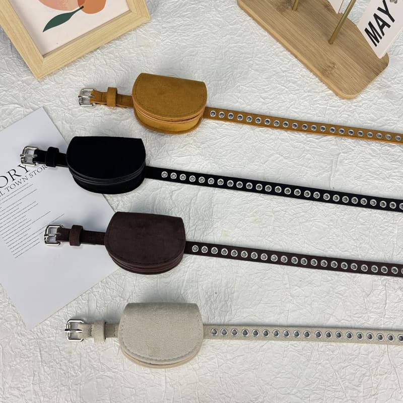 Belt Waist Bag Decorative Belt Waist Accessory Women Suede Vintage Black Brown Match Jeans Versatile Small Bag