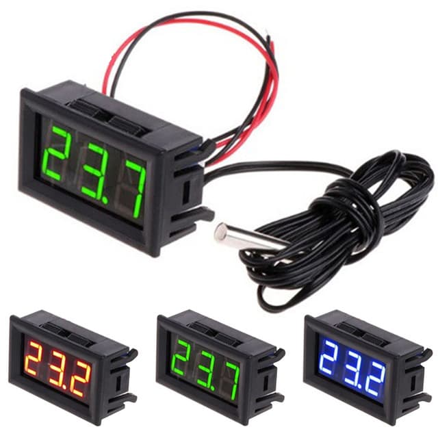 12V Electronic Temperature Gauge Digital Display Thermometer Digital Thermometer Aquarium Refrigerator Water Temperature Meter with Waterproof