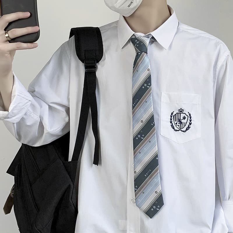 DK Uniform Men's Short Sleeve Shirt Student Tie Couple Style Japanese JK Long Sleeve Shirt Jacket