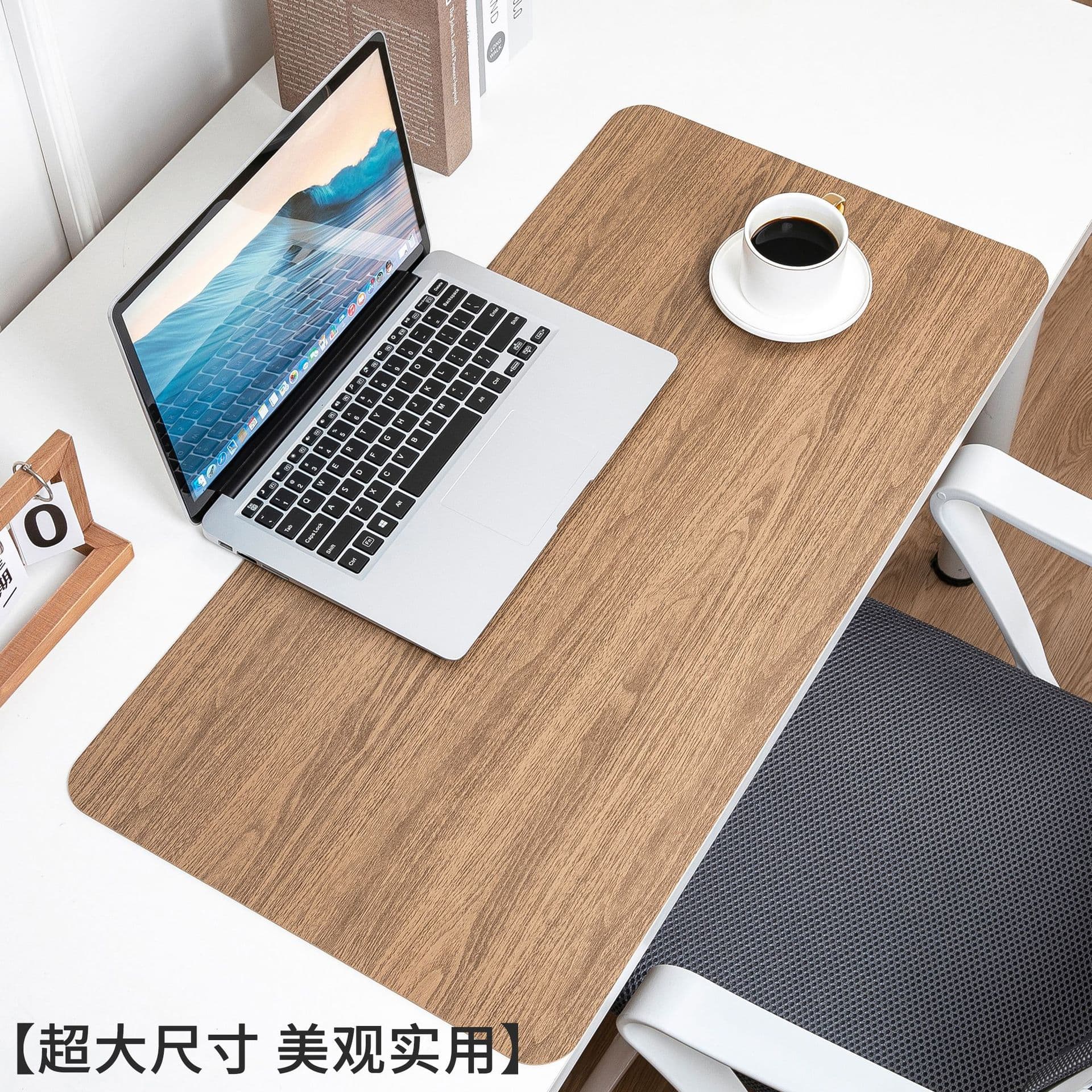 Faux Wood Grain Leather Waterproof Extra Large Mouse Pad, Log Color Thickened Desk Mat for Office Study Computer Desk Pad