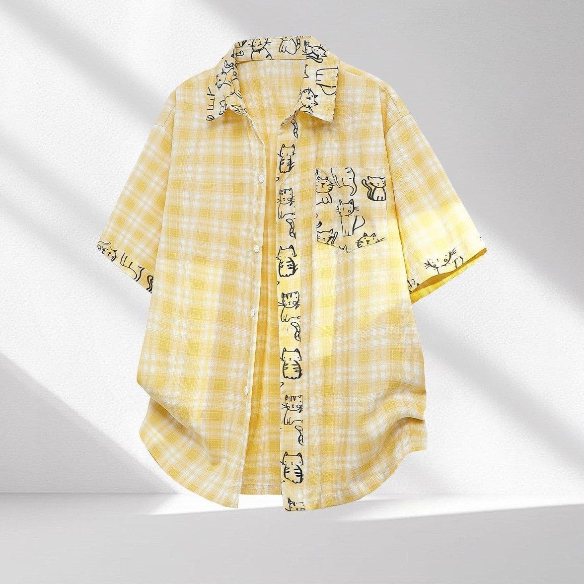 New Retro Trendy Brand Plaid Short-Sleeve Shirt for Men 2026 High-End Loose Stylish Shirt Trendy Men's Fashion