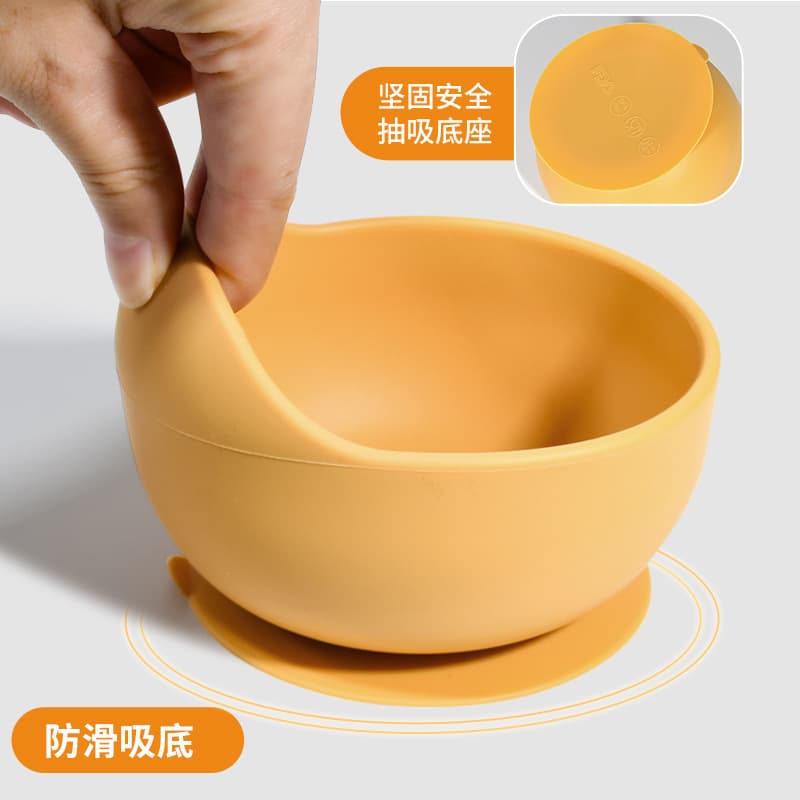 Mother and baby silicone tableware set, baby cartoon plate, fork and spoon, silicone food bowl, wholesale baby snail bowl