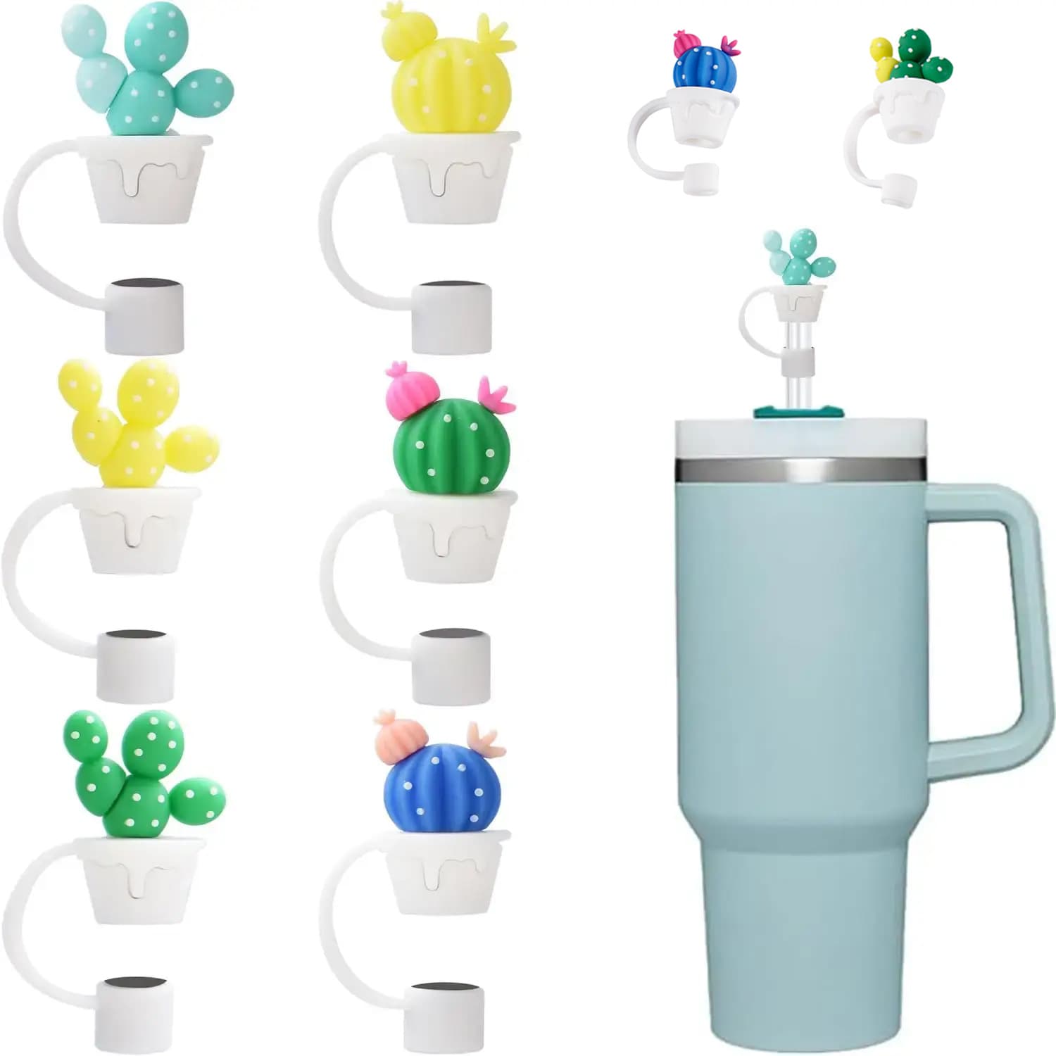 Stanley Cup Straw Lid 9mm Glass Stainless Steel Straw Cap Silicone Cover Leak-Proof Plug Universal Straw Set