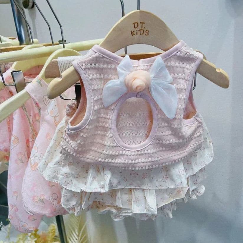 Korean style girls 2025 summer clothing set new summer style vest two-piece set children's cute tops