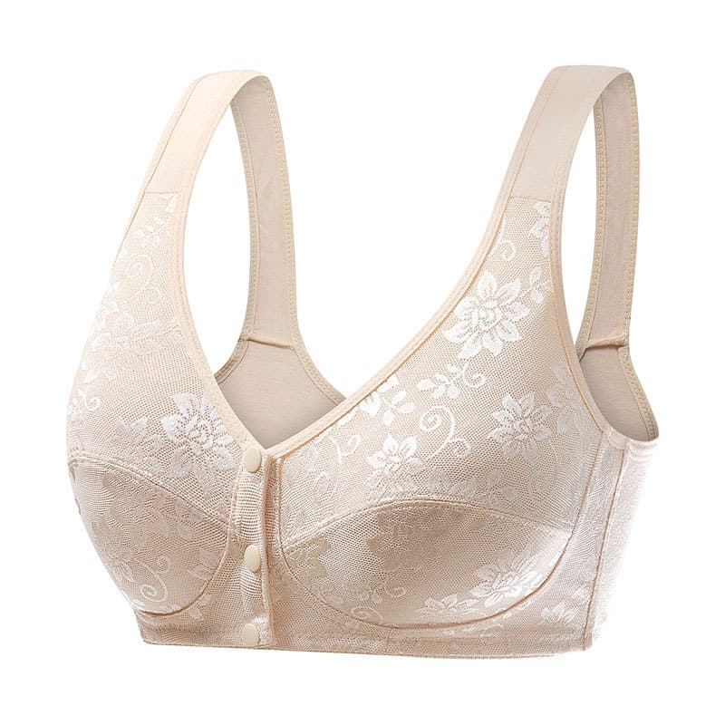 Women's Bra for Middle-aged and Elderly, Jacquard Mesh, Vest Style, Wire-free, Front Closure, Plus Size, Summer Underwear