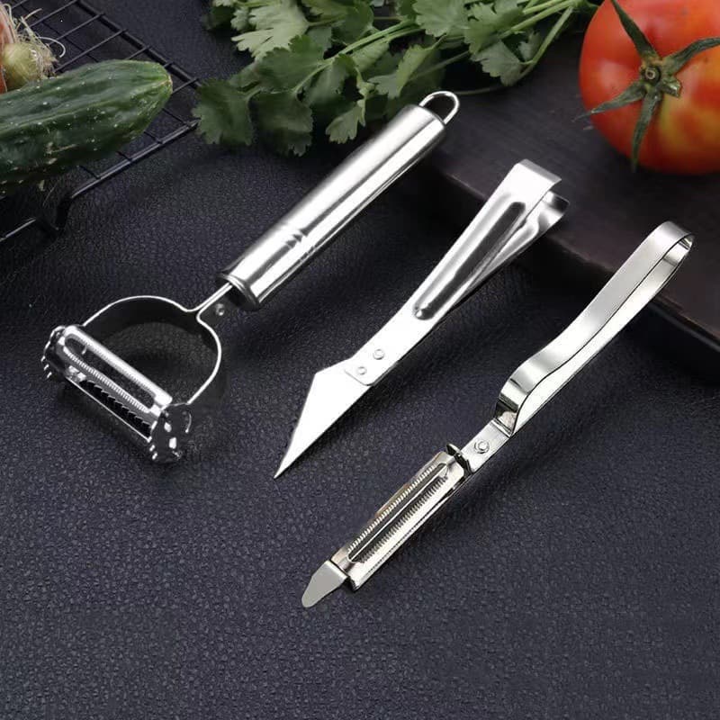 Kitchen Stainless Steel Dual-Head Peeler, Apple Peeler, Potato Peeler 3-Piece Set, Kitchen Vegetable and Fruit Scraper