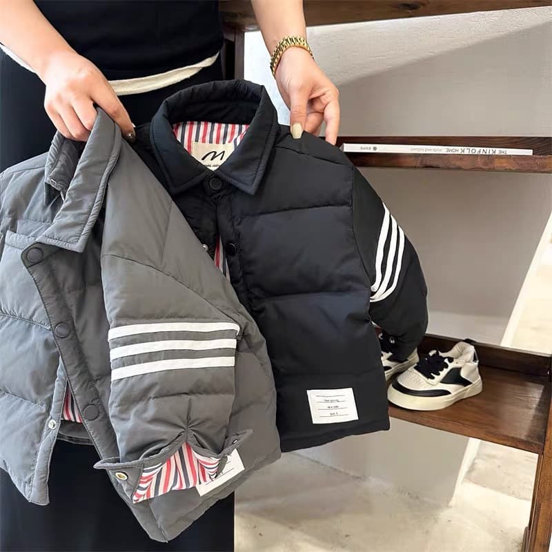 Children's cotton-padded clothing, winter new style, boys' Japanese trendy brand, girls' warm TB jacket, cotton-padded clothing, thickened winter clothing, trendy cross-border